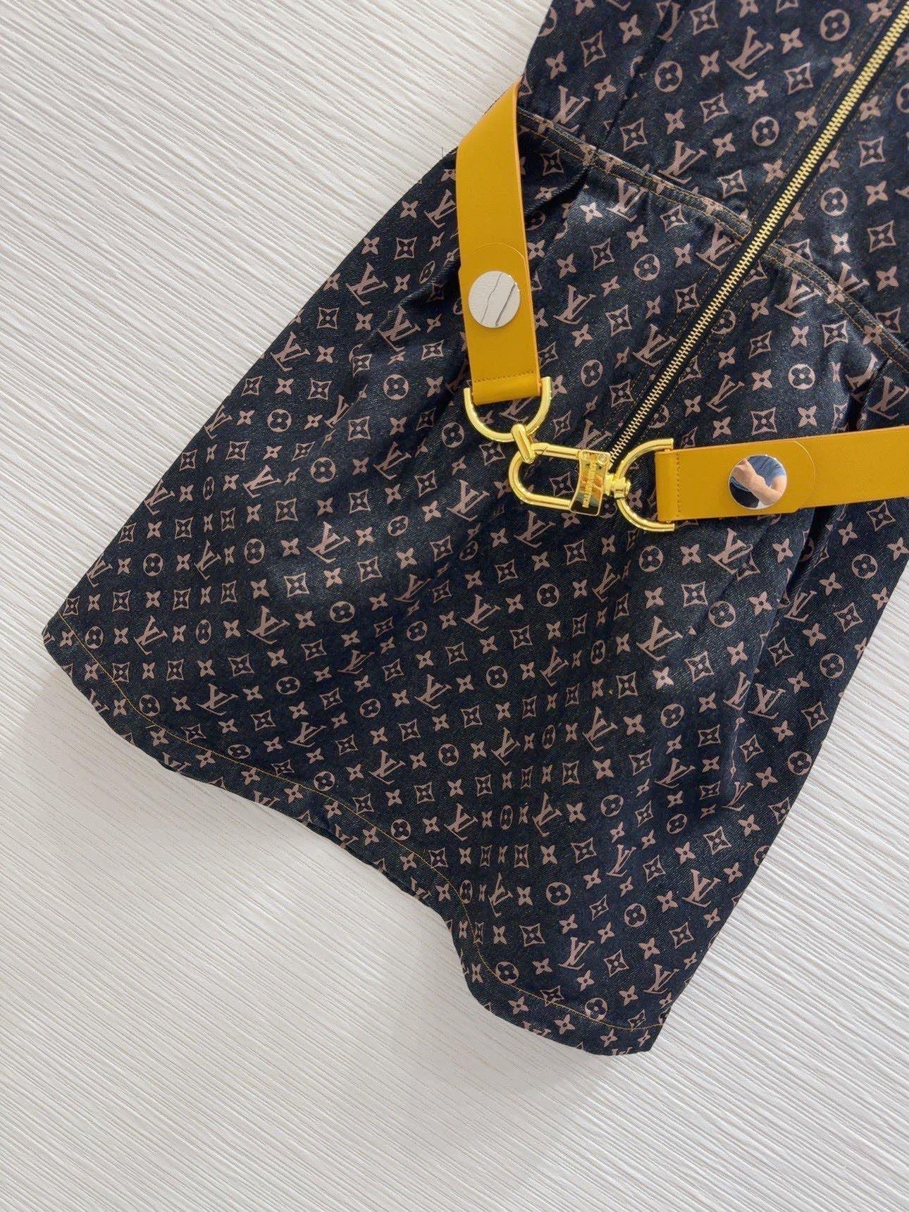 Monogram Denim Dress with Belt