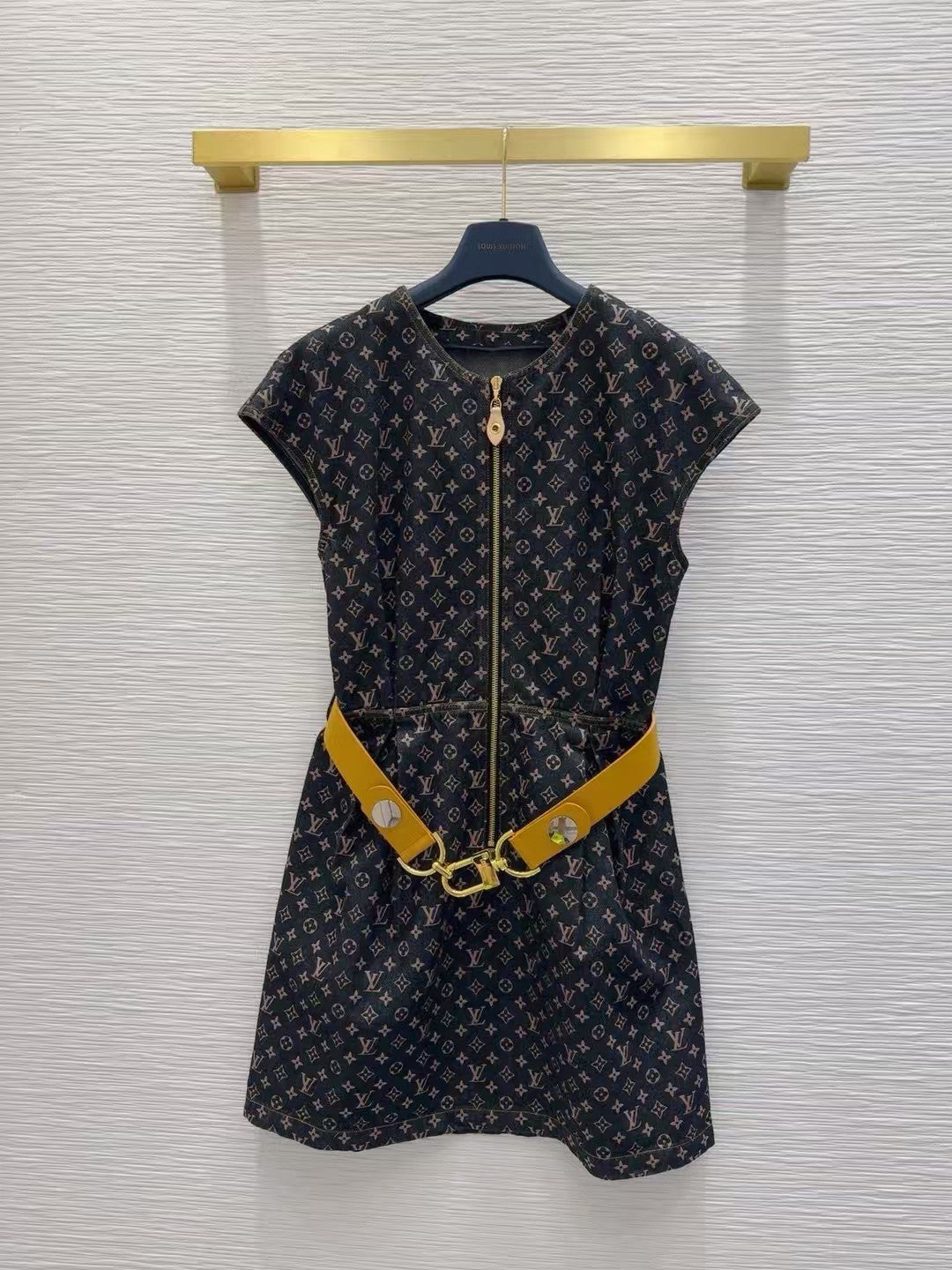 Monogram Denim Dress with Belt