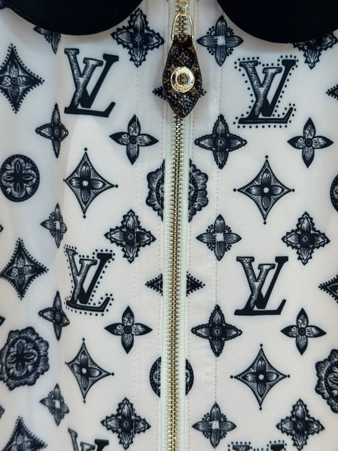 Monogram Sheath Dress with Contrast Peter Pan Collar