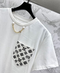 Color-Clash Monogram Co-ord Sets with Chain Accents