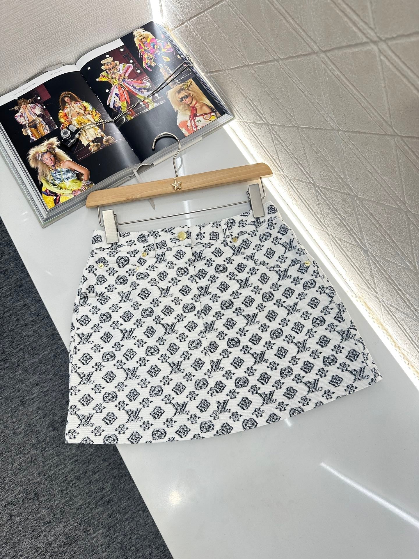 Monogram-Print A-Line Mini Skirt