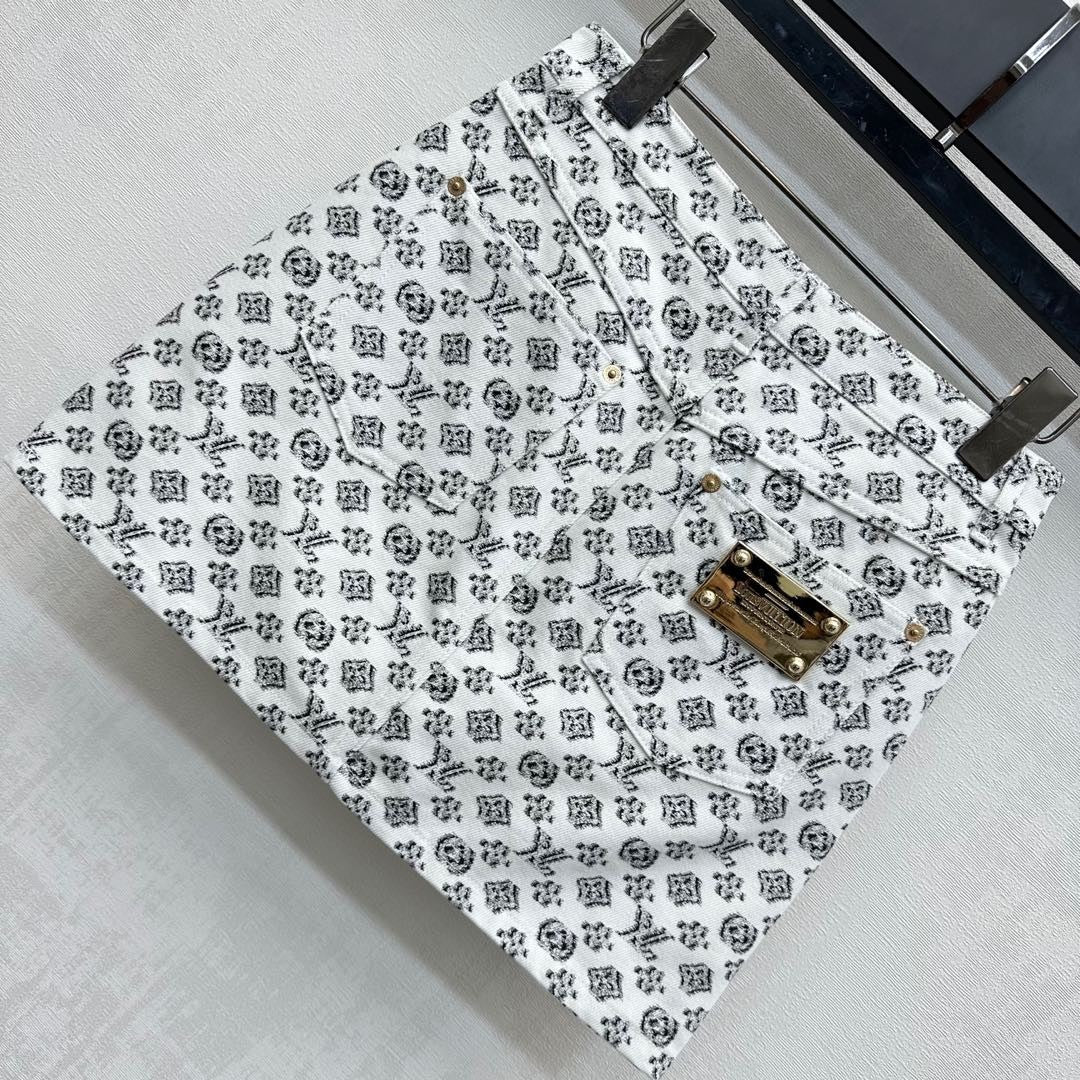 Monogram-Print A-Line Mini Skirt