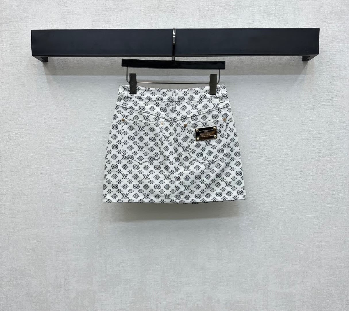 Monogram-Print A-Line Mini Skirt