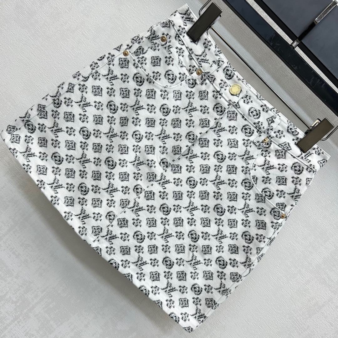 Monogram-Print A-Line Mini Skirt