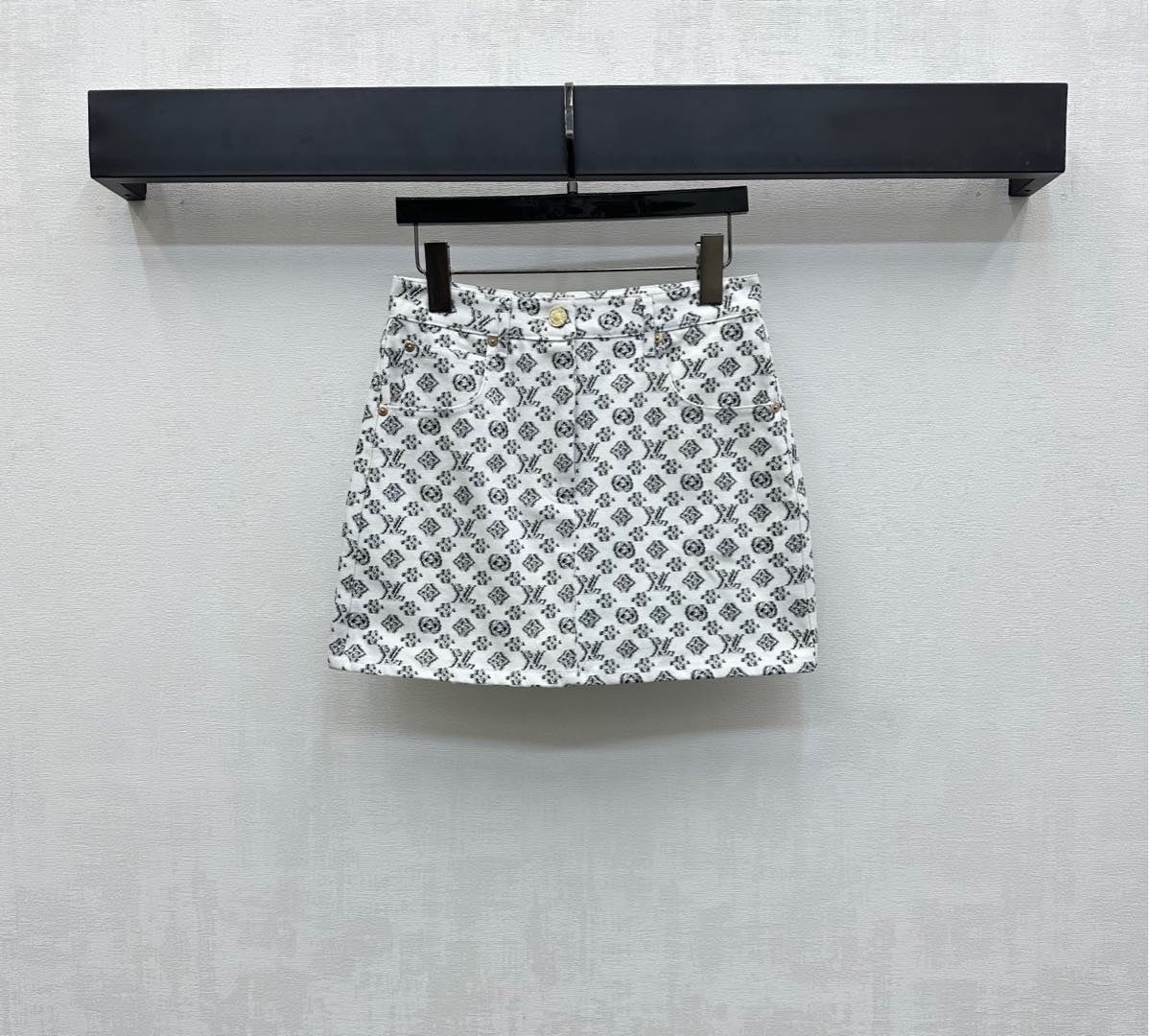 Monogram-Print A-Line Mini Skirt