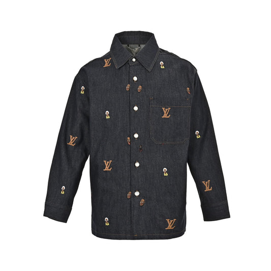 Vollständig bestickte Jeansjacke für Alterssichtigkeit