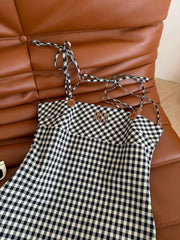 Black & White Gingham Slip Dress