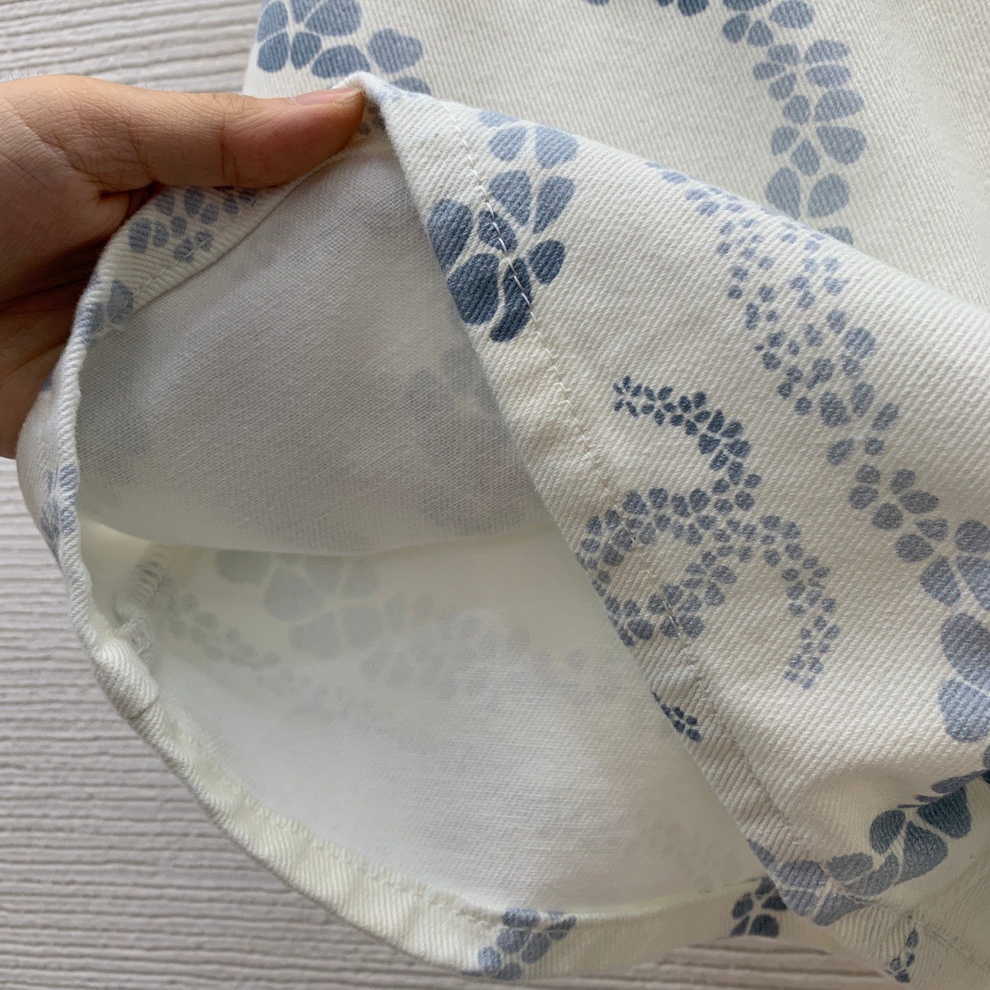 Dual-Textile Bottoms: Printed Denim Shorts + Knit Mini Skirt