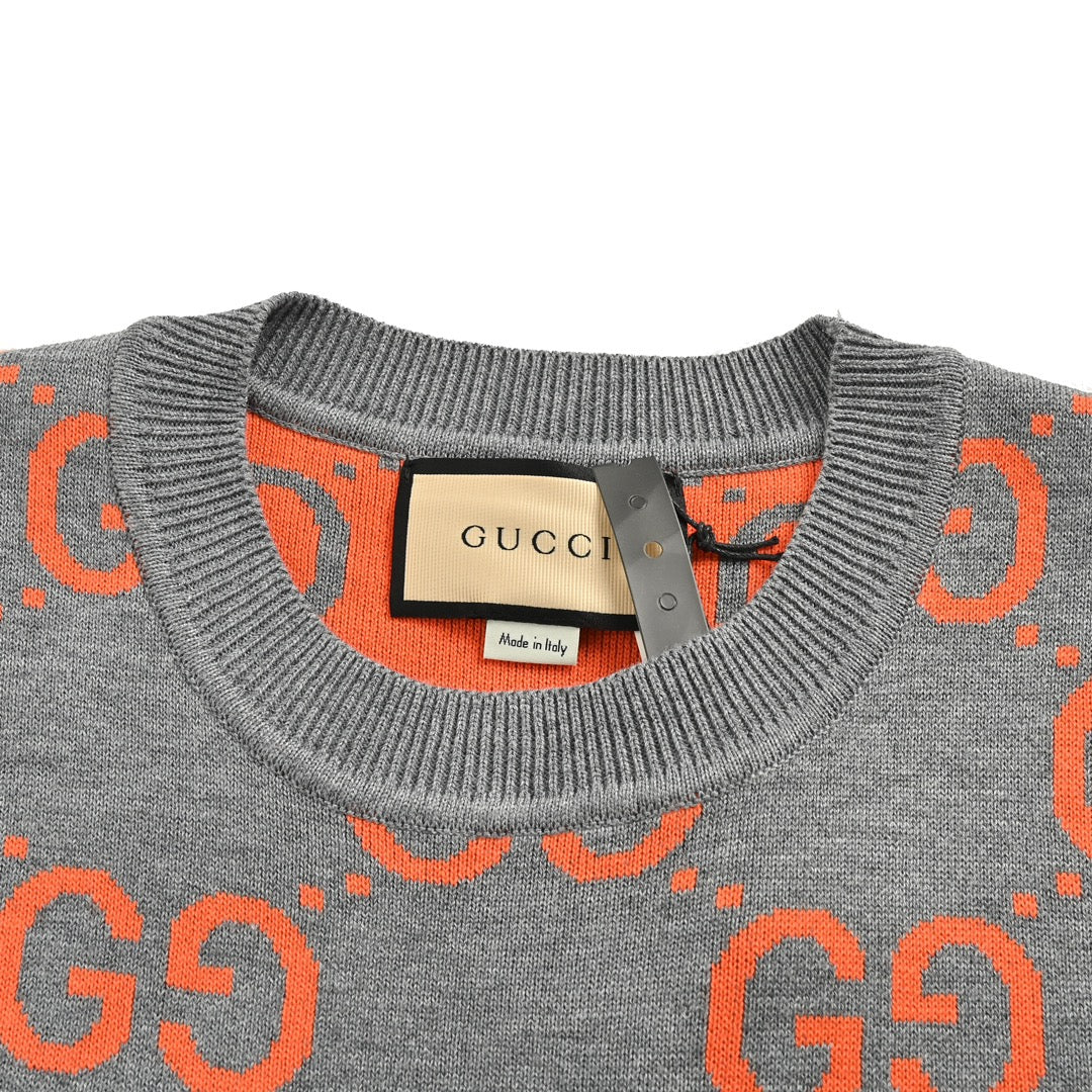 Pull col rond en jacquard Double G