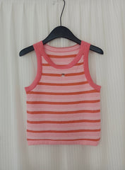 Terrycloth Striped Tank Top with Mini Emblem