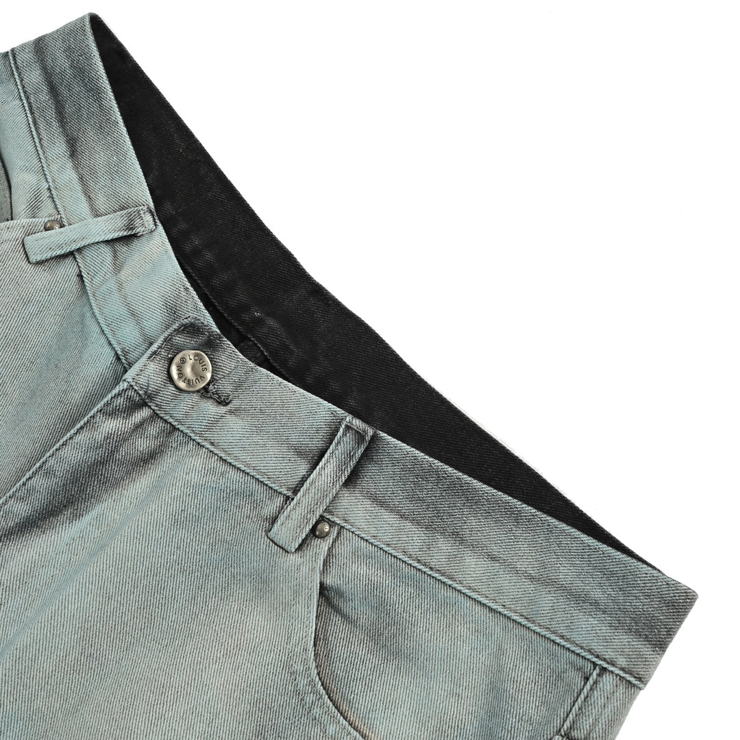 Jean 24Fw à motif floral brodé et dégradé