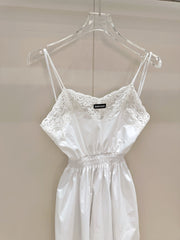 Lace-Trimmed Satin Slip Dress