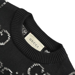 Pull col rond avec logo jacquard dégradé sur toute la surface