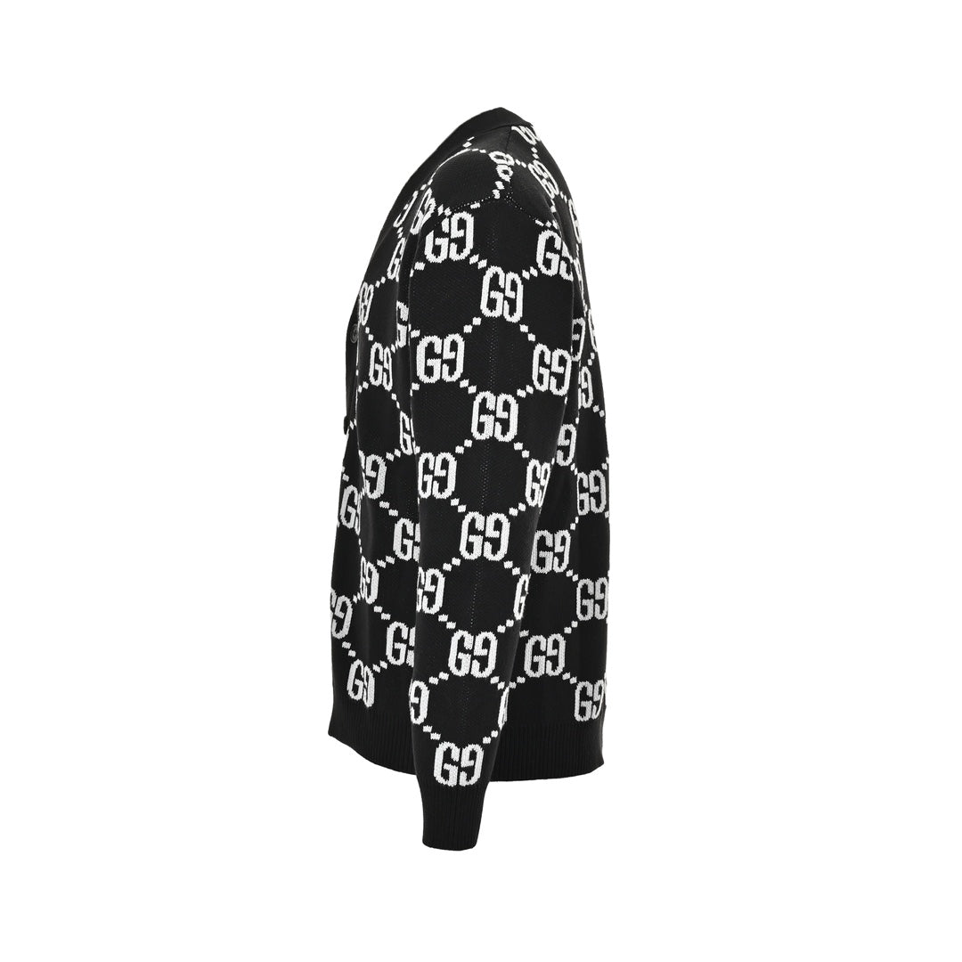 Cardigan pull jacquard Double G sur toute la surface