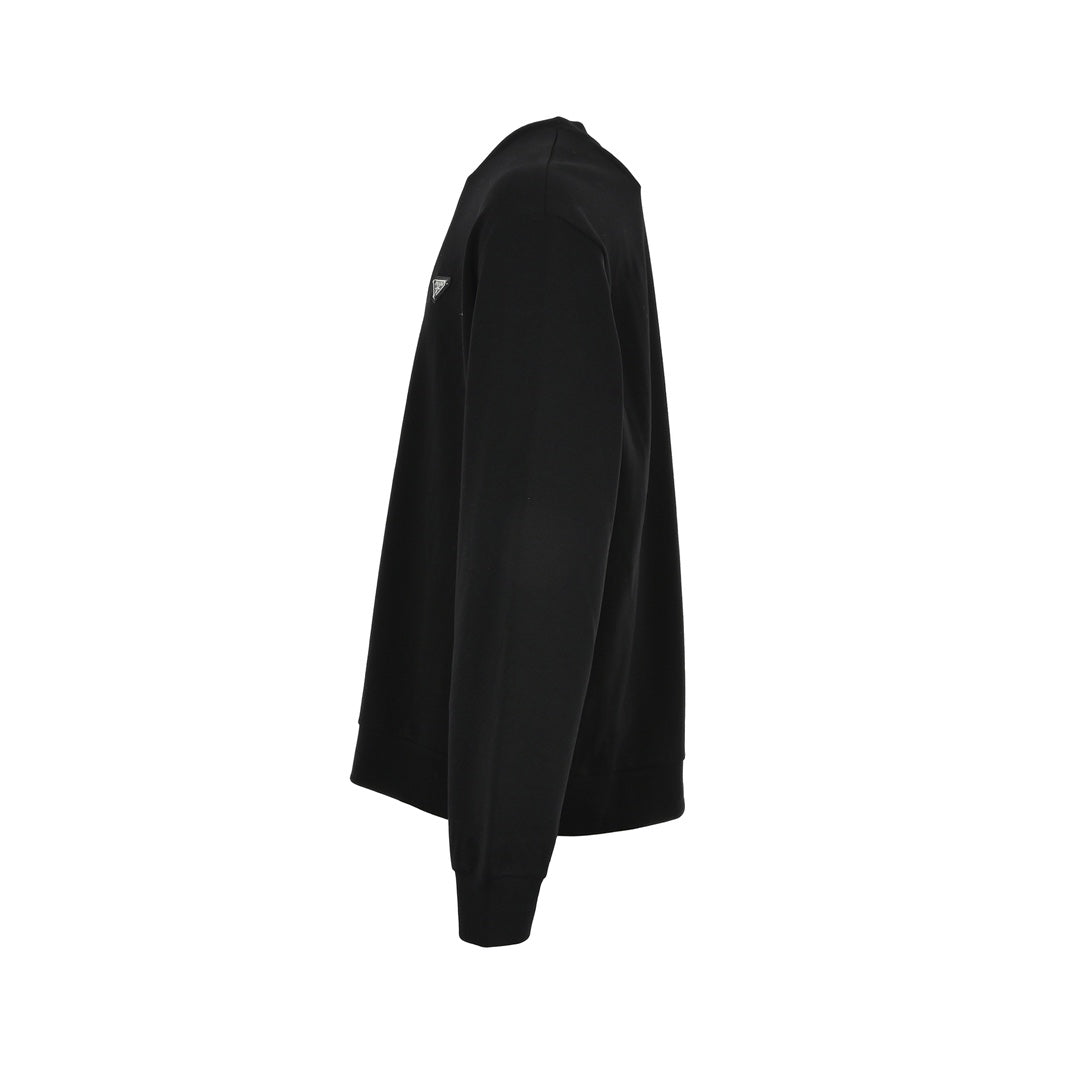 Sweat-shirt ras du cou à empiècements latéraux et logo triangulaire