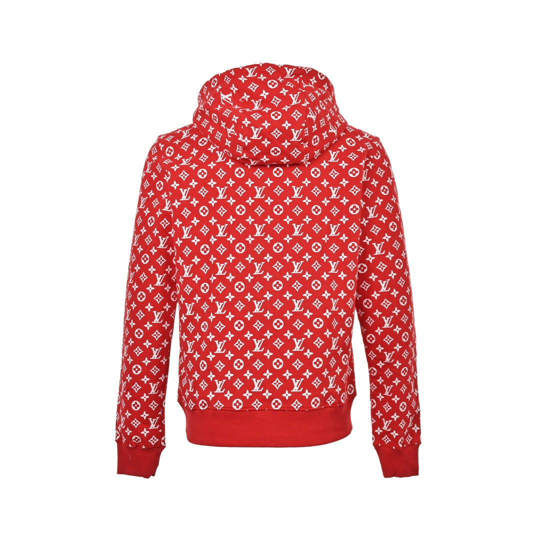 Rotes Kapuzensweatshirt mit Allover-Print für Alterssichtigkeit im Joint-Style