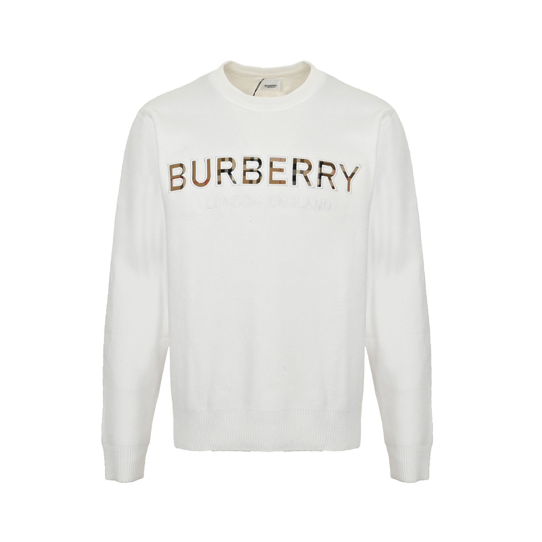 Sweat-shirt ras du cou à carreaux et lettres sur la poitrine