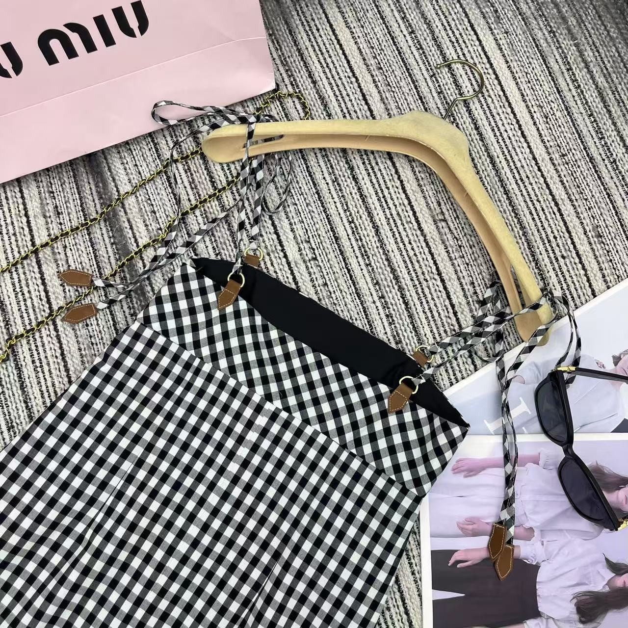 Robe nuisette à carreaux vichy noir et blanc