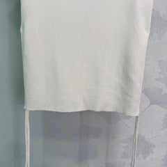 Ribbed Logo Tees with Side Drawstrings