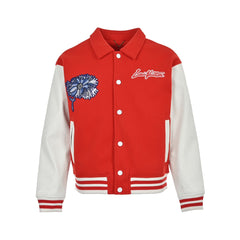 Back embroidered floral baseball jersey