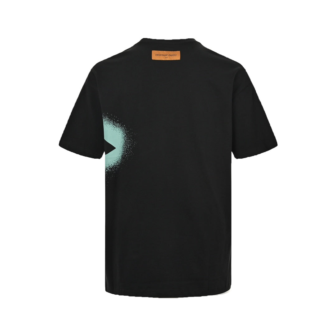 Kurze Ärmel mit vierblättrigem Kleeblatt-Kreuz-Print im Inkjet-Druckverfahren 