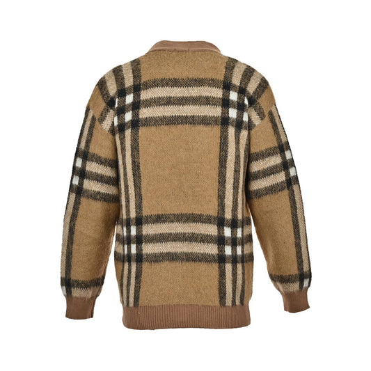 Jupe cardigan à carreaux rayée en mohair