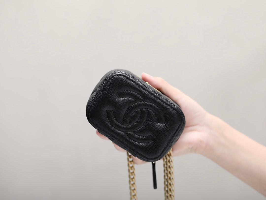Petit porte-cartes à poignée noire, mini sac à chaîne avec poignée