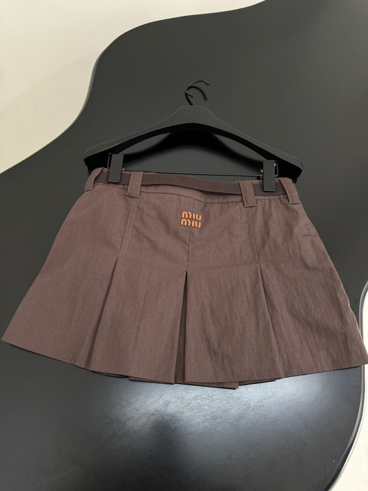 Lace-Accented Knit Tops + Tailored Taupe Pleated Skirt Set
