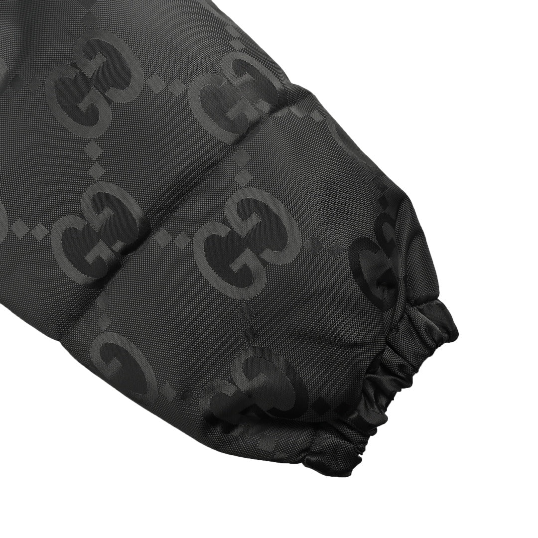 Doudoune à capuche en toile jacquard Double G à motif foncé