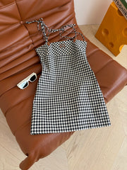 Black & White Gingham Slip Dress