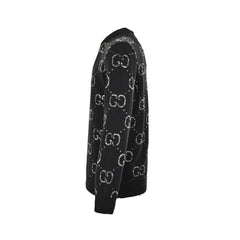 Pull col rond avec logo jacquard dégradé sur toute la surface
