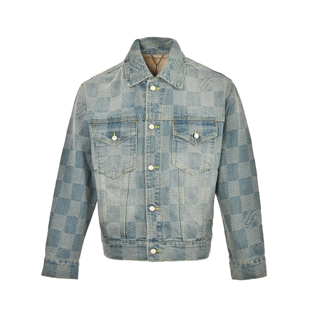 veste en jean à damier