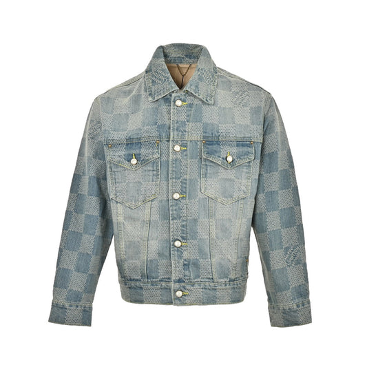 veste en jean à damier