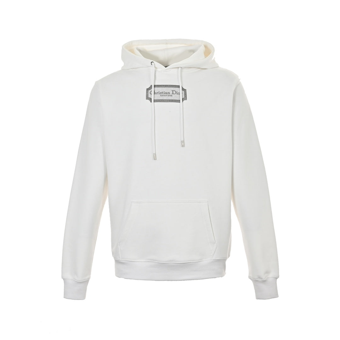 Embroidered silver logo hoodie