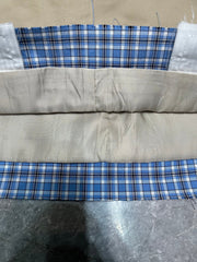 Khaki Mini Skirt with Plaid Hem