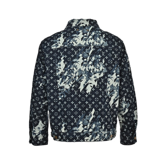 Veste en jean bleu à col pointu presbyte