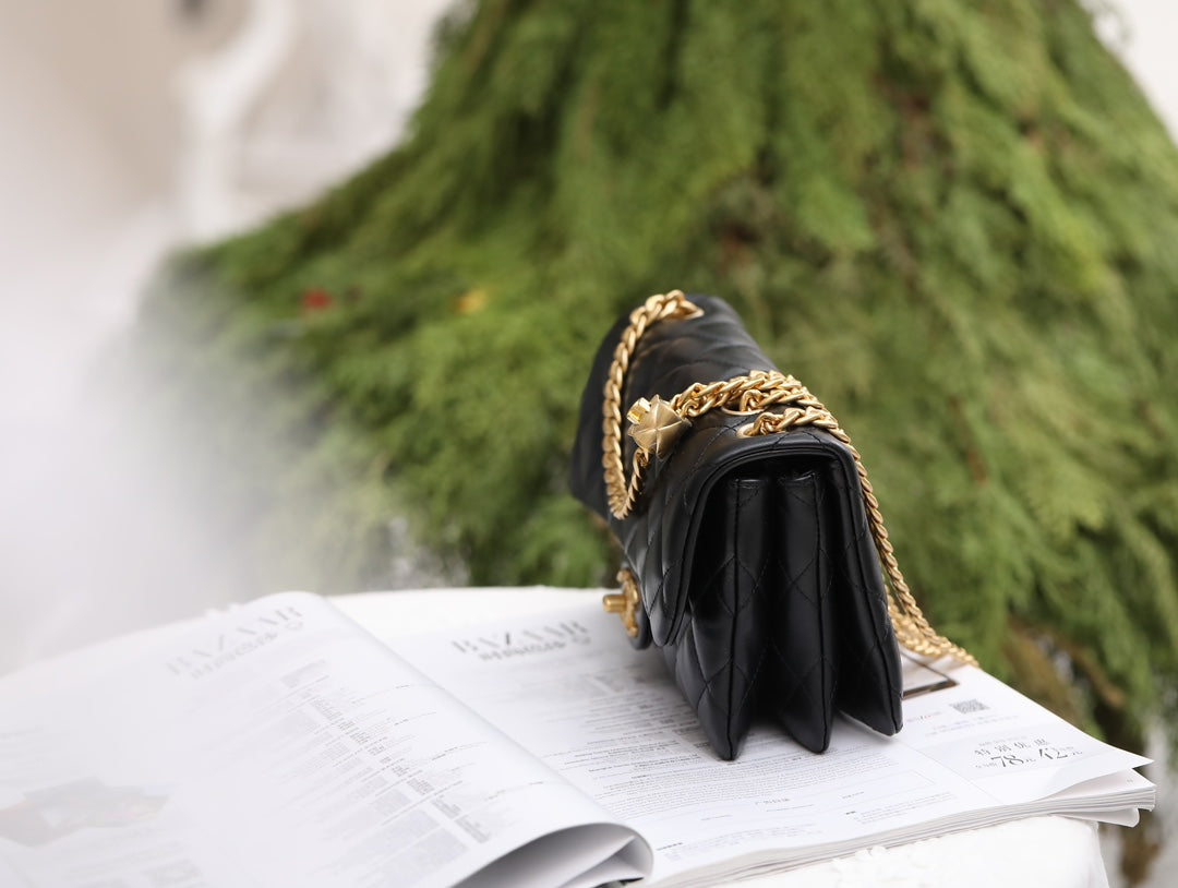 Neues Modell verstellbare Schnalle Flap Bag schwarz