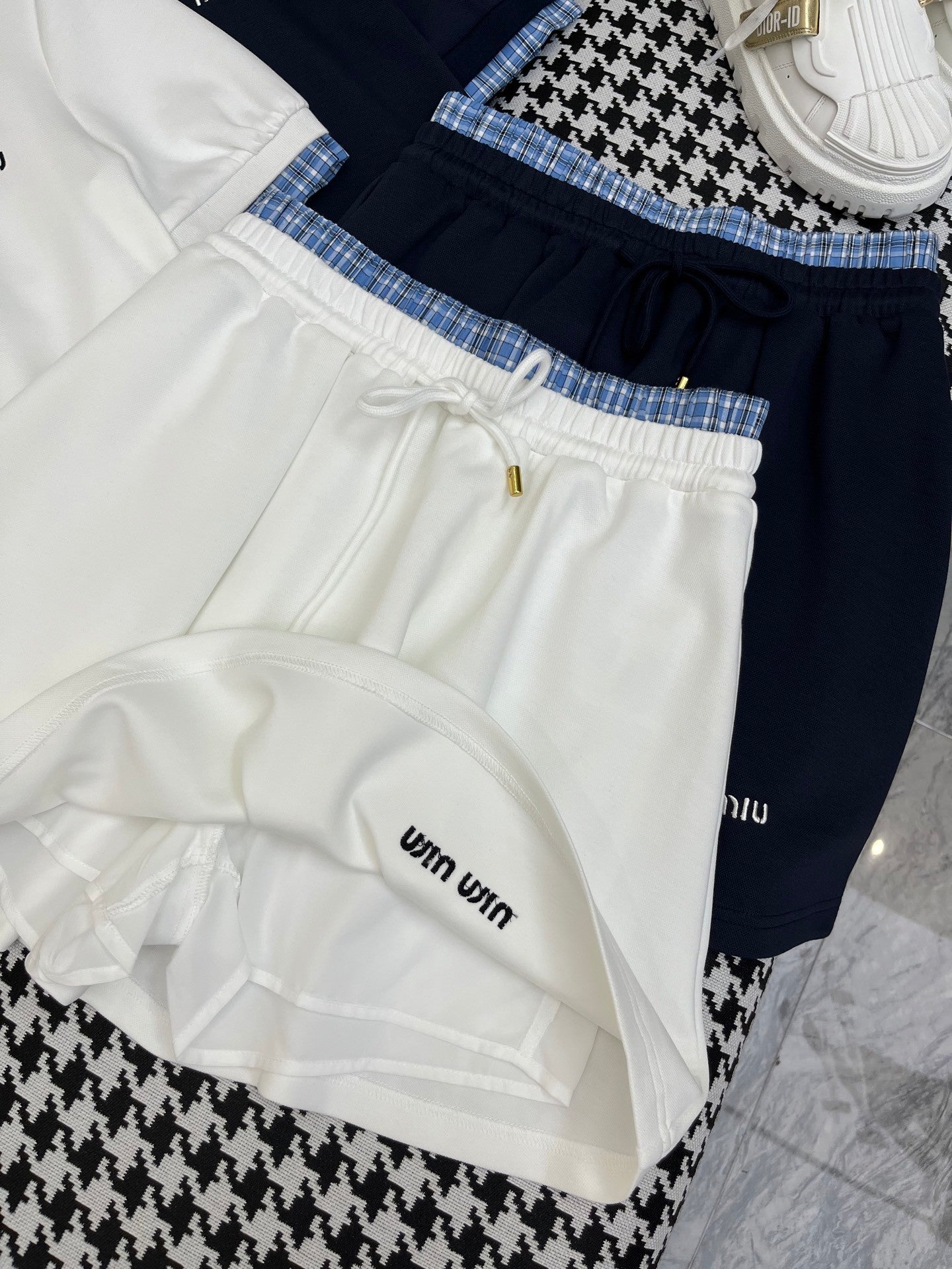 Gingham-Trimmed Polo Co-ord Sets