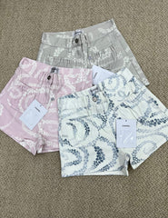 Printed Denim Shorts
