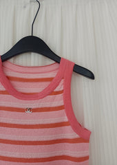 Terrycloth Striped Tank Top with Mini Emblem