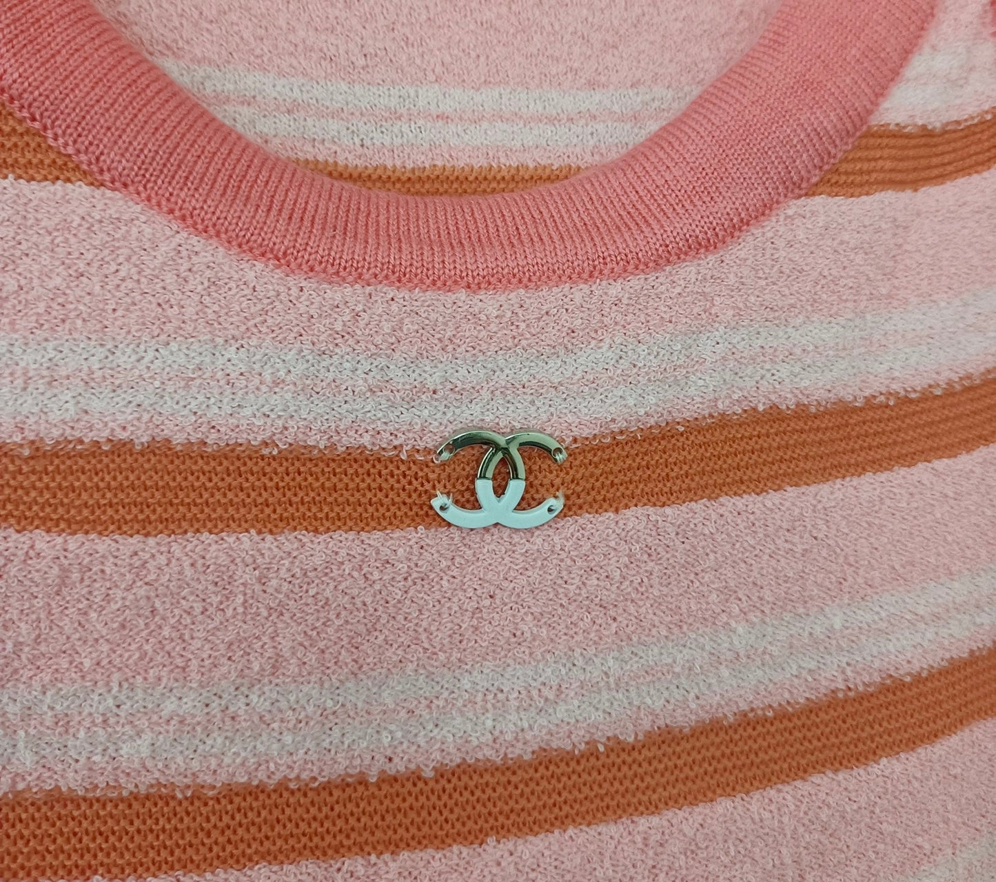 Débardeur rayé en tissu éponge avec mini emblème 