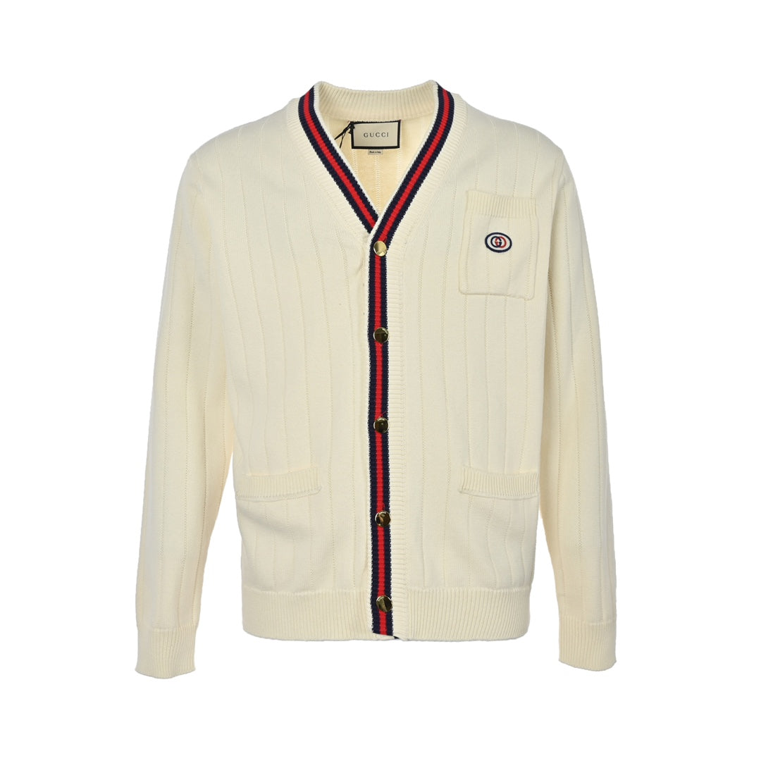 Pull cardigan creux en tricot Double G