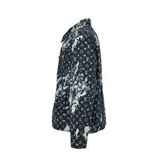 Blaue Jeansjacke mit spitzem Kragen für Alterssichtigkeit