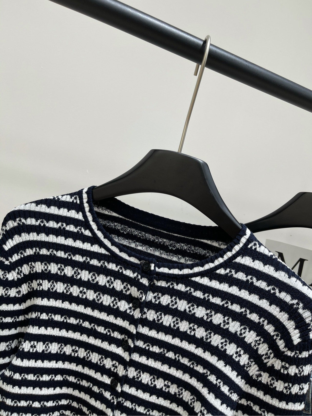 Monogram-Striped Knit Cardigan