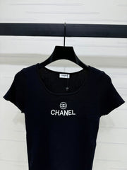 Ribbed Logo Tees with Side Drawstrings