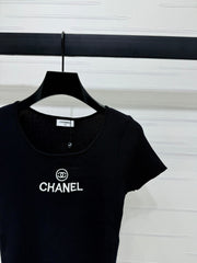 Ribbed Logo Tees with Side Drawstrings