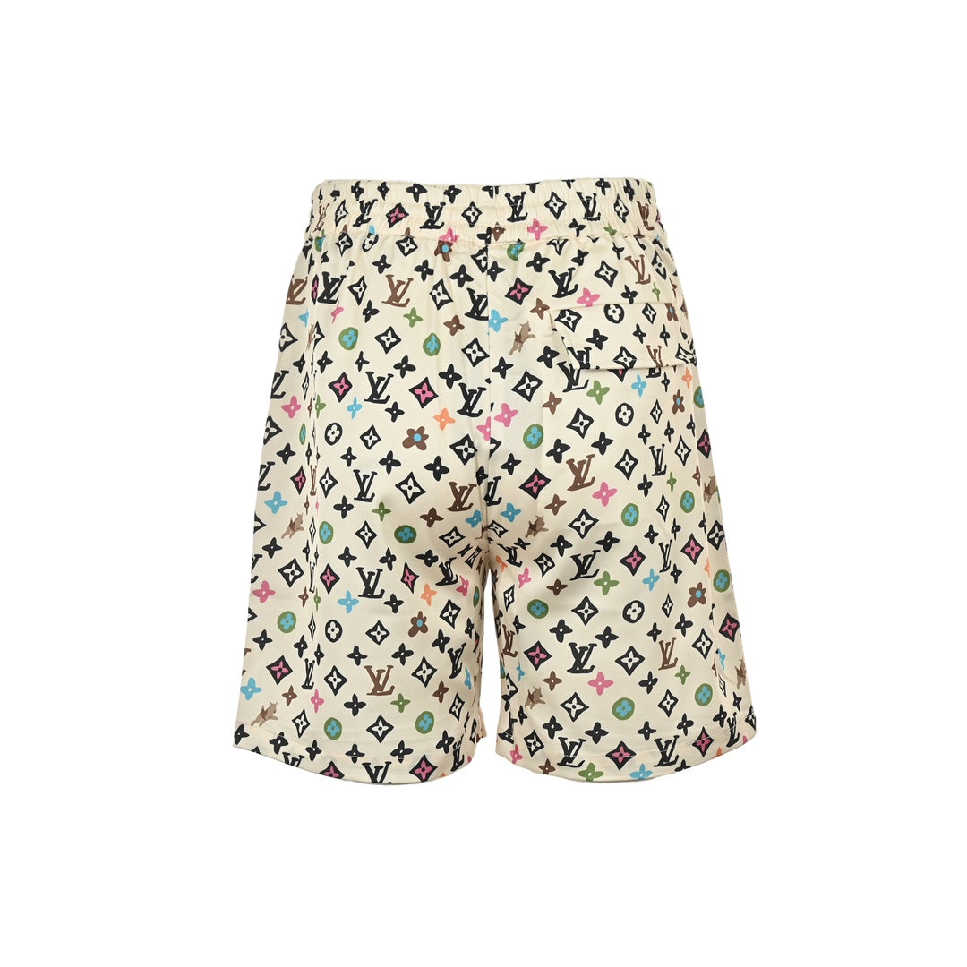 Chemise à manches courtes en soie imprimée all-over 