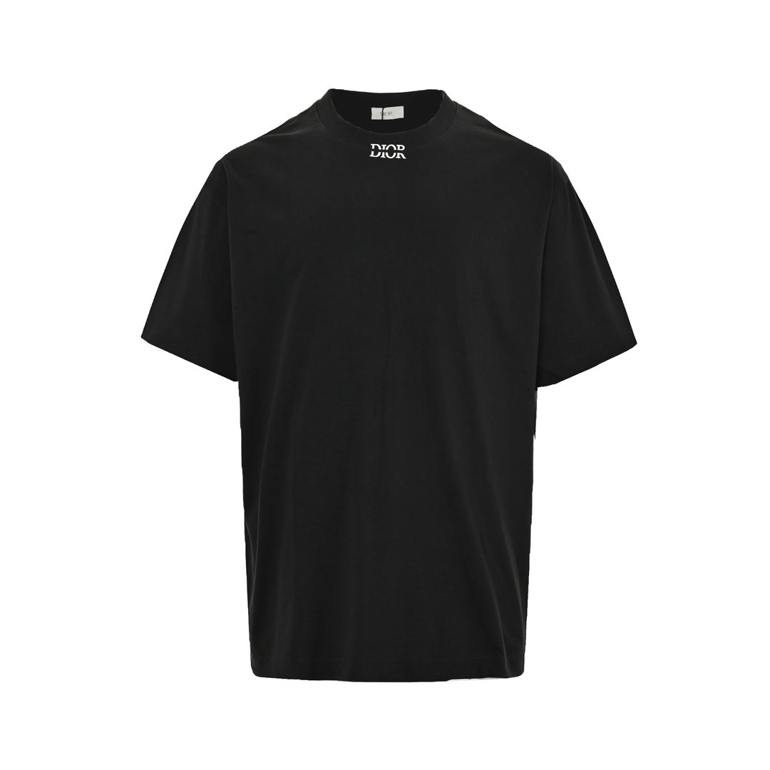 Kurze Ärmel mit Buchstabenstickerei am Ausschnitt 