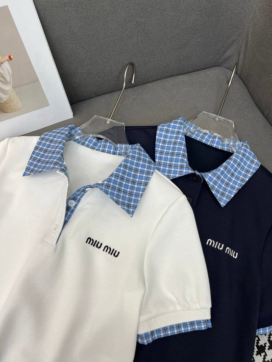 Gingham-Trimmed Polo Co-ord Sets