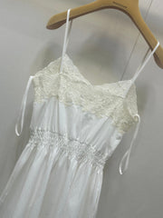 Lace-Trimmed Satin Slip Dress